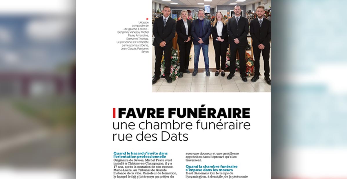 Extrait de l’article Favre funéraire, une chambre funéraire rue des Dats, par Com'incréation pour Le Saint Martinais